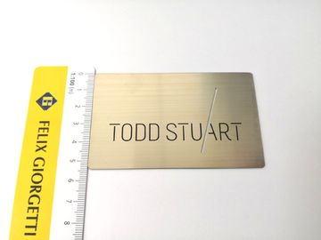 Biglietto da visita del metallo inciso logo del taglio del laser spazzolato argento di abitudine 89x54x0.8mm