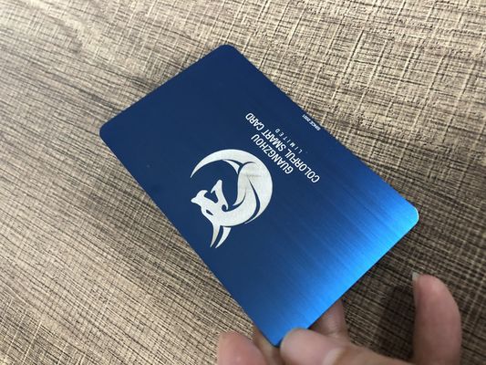 Biglietti da visita spazzolati blu del metallo del membro VIP 85x54mm
