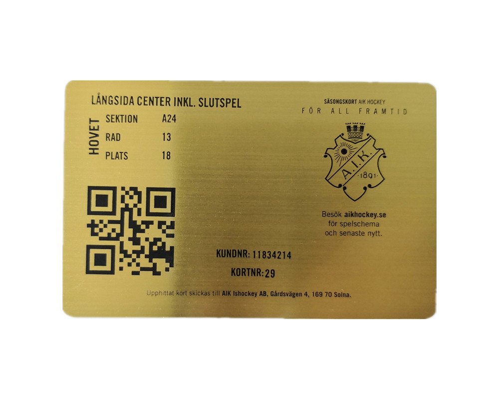 Stampa nera d'ottone della carta di appartenenza del metallo del QR Code spazzolata